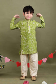 Abeer Green Bandhani Kurta Pajama Set